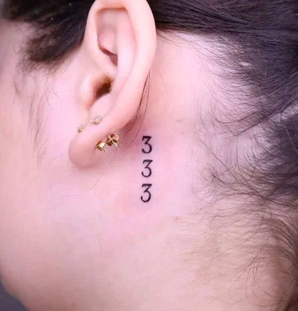 333 Behind The Neck Tattoo