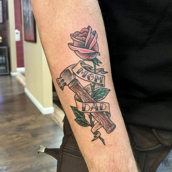 Mom and Dad Tattoo on Forearm