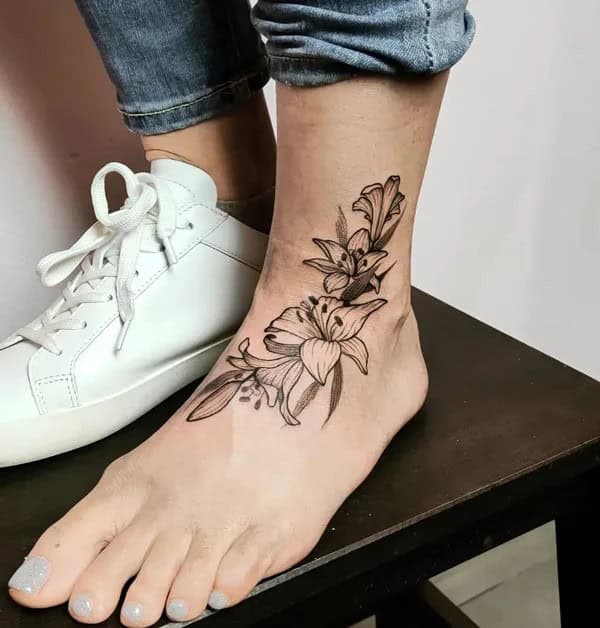 Tiger Lily Ankle Tattoo