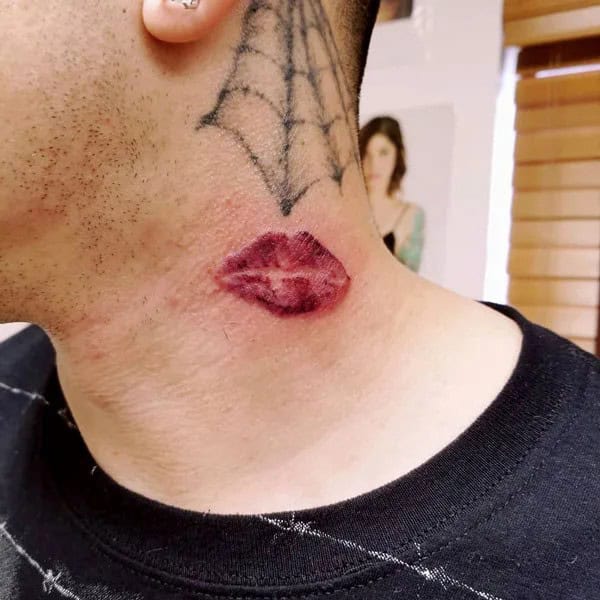 Feisty Neck Lip Tattoo