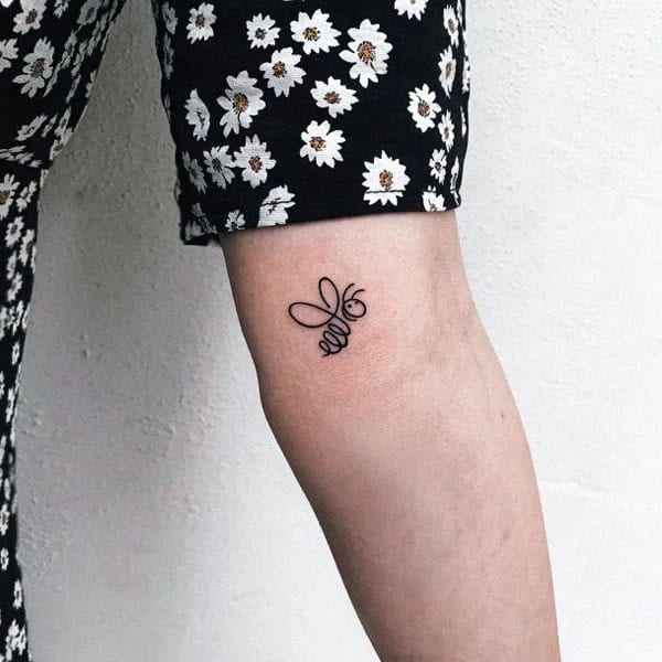 Fine Line Bee Tattoo