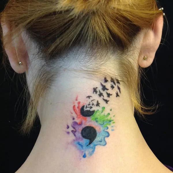 Semicolon Tattoos with Birds