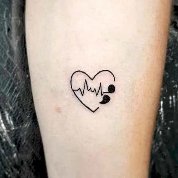 Semicolon Heartbeat Tattoo