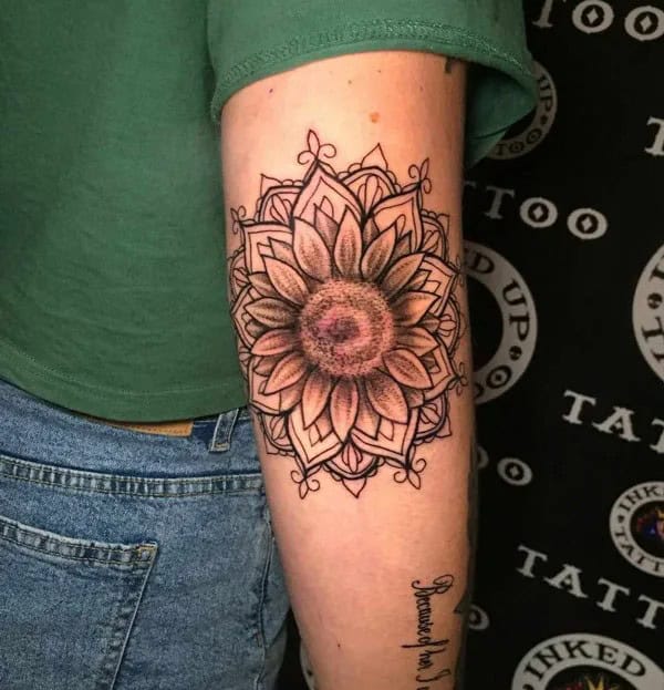 Sunflower Elbow Tattoo