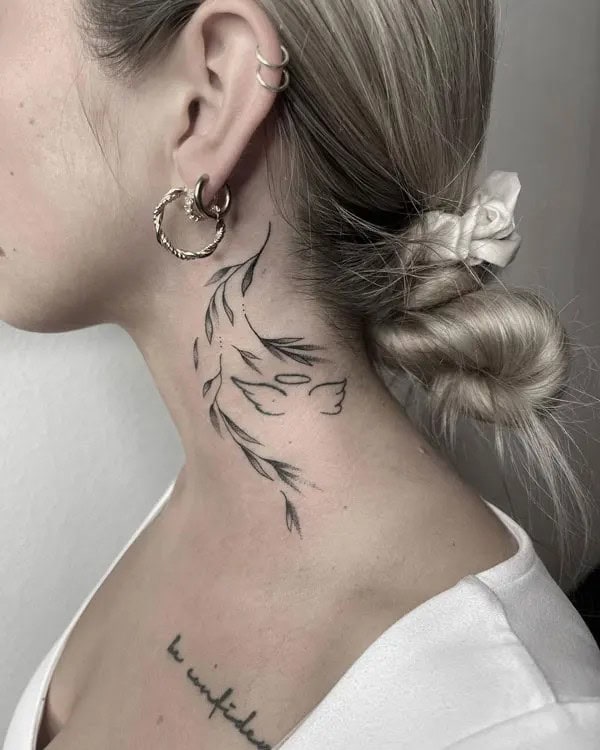 Leaf Neck Tattoo