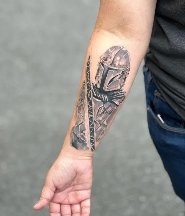 Mandalorian Forearm Tattoo