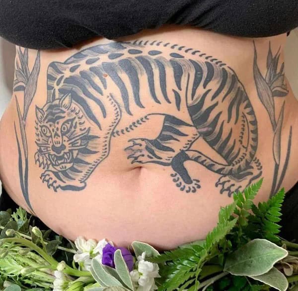 Tiger Stomach Tattoo