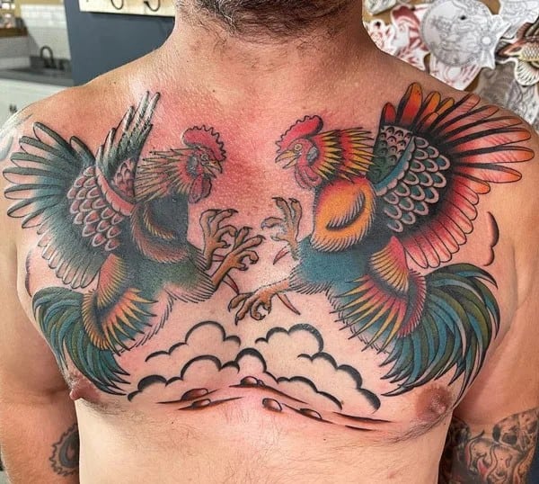 Rooster Chest Tattoo