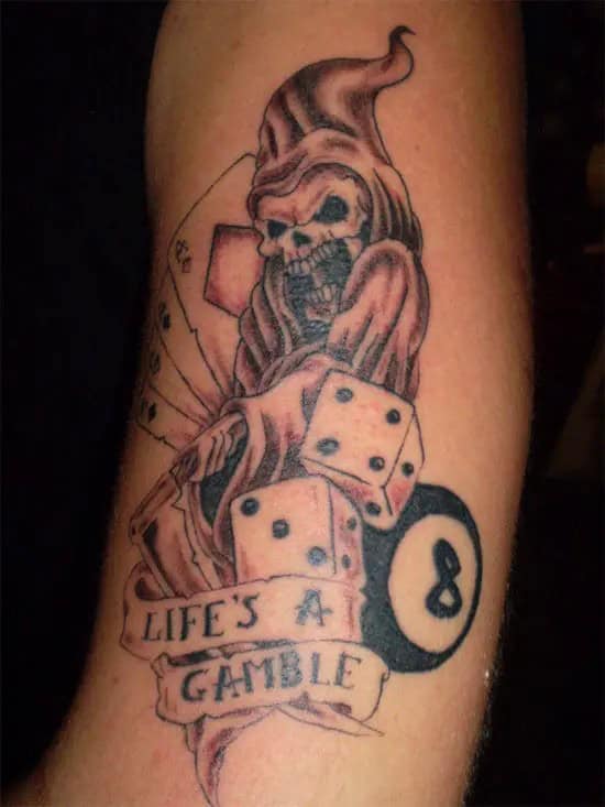 Life’s a Gamble Witch and 8ball Tattoo