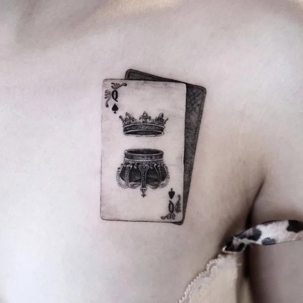 Queen of Spades Chest Tattoo