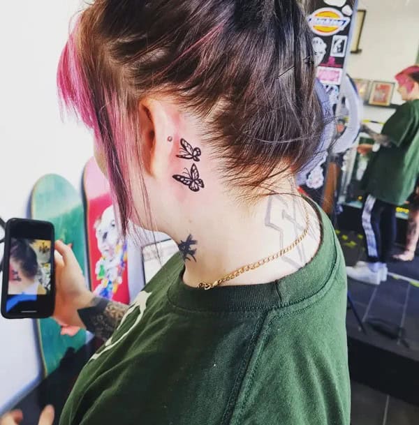 Watercolor Butterfly Tattoo Behind The Ear