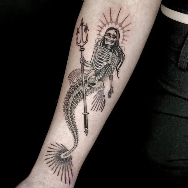 Mermaid Skeleton Tattoo