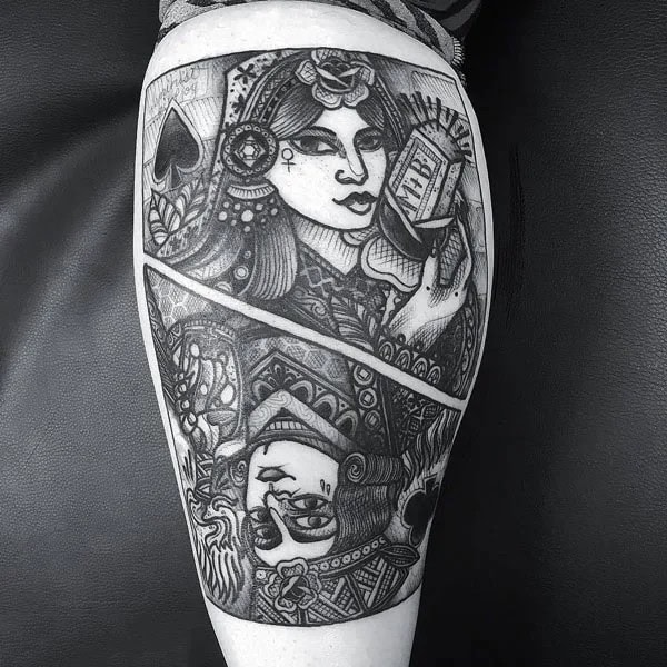 Neo Traditional Queen of Spades Tattoo