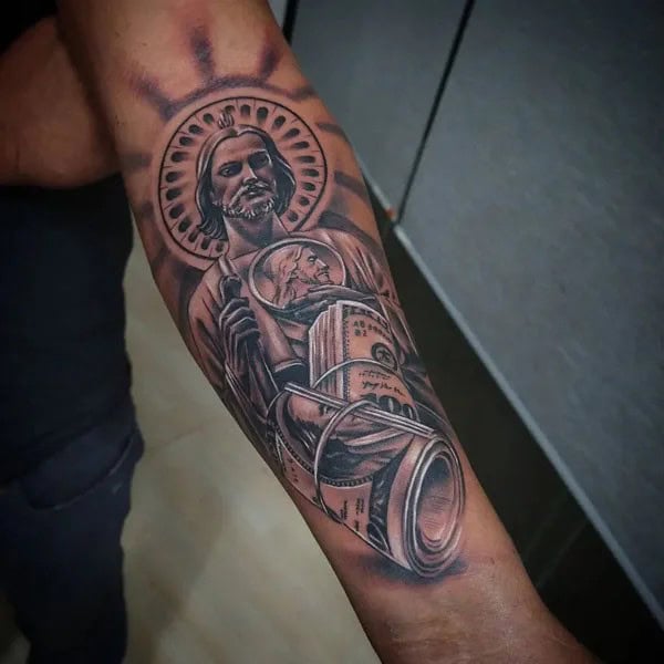 San Judas Flag Tattoo