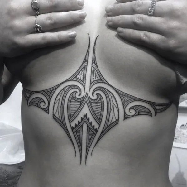 Tribal Tattoo Under Breast