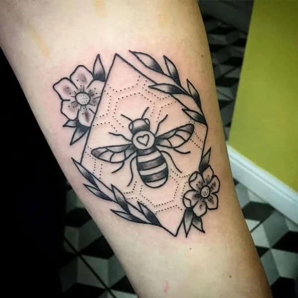 Geometric Bee Tattoo