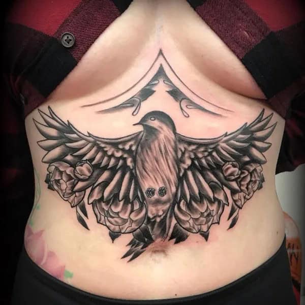 Bird Underboob Tattoo