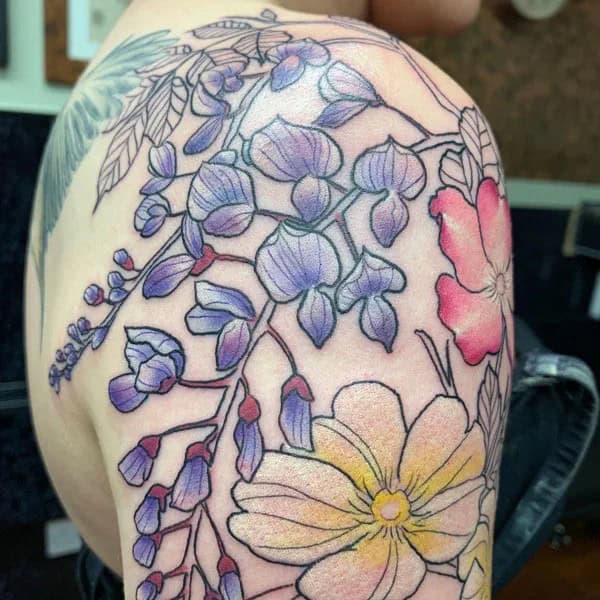 Wisteria Thigh Tattoo