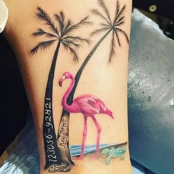 Flamingo Palm Tree Tattoo