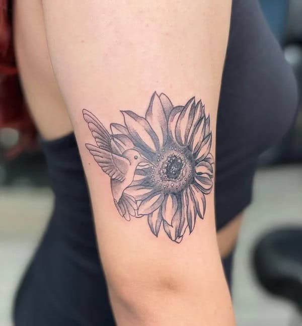 Sunflower and Hummingbird Tattoo