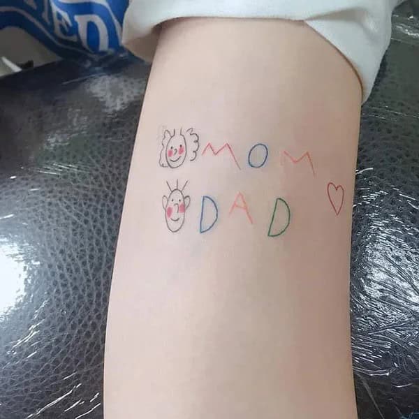 Mom and Dad Flower Tattoo