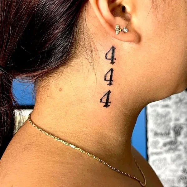 444 Neck Tattoo