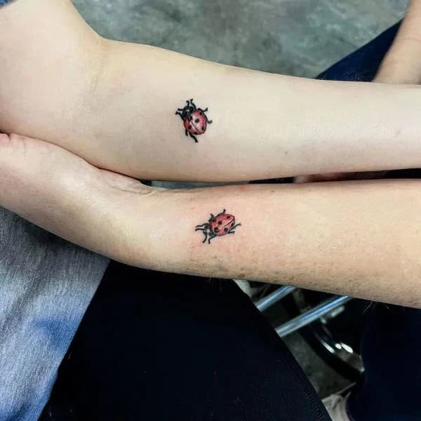 Mother and Daughter Ladybug Tattoo