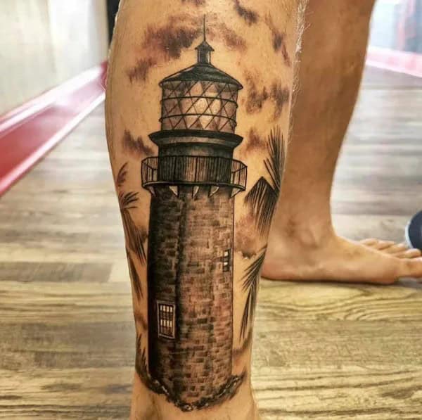 Lighthouse Leg Tattoo