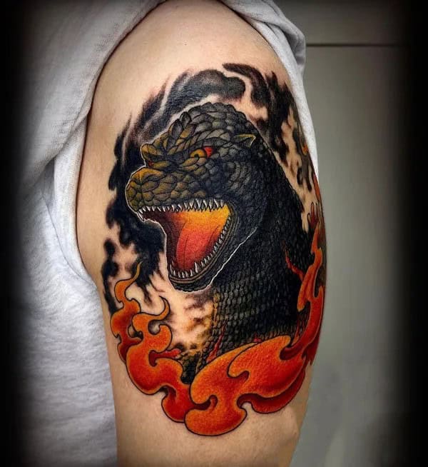 Godzilla vs Ghidorah tattoo