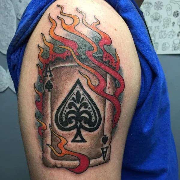 Ace of Spades Tattoo on Fire