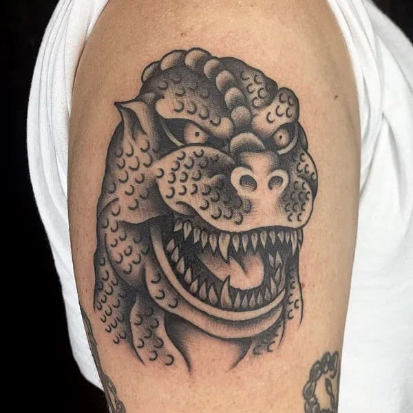 Godzilla vs Ghidorah tattoo