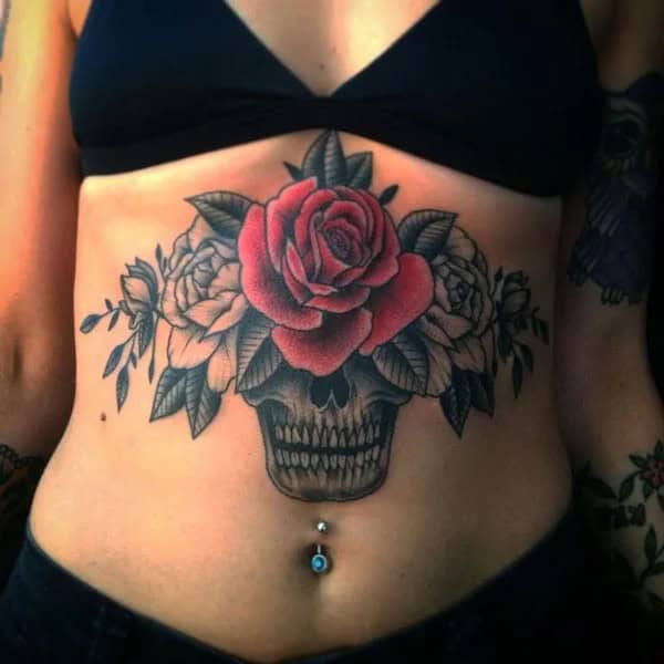 Rose Underboob Tattoo