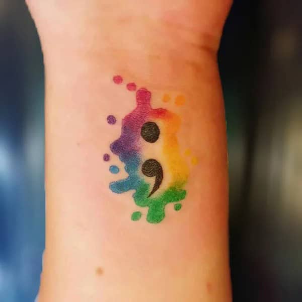 Semicolon Watercolor Tattoos