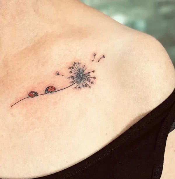 Ladybug and Dandelion Tattoo