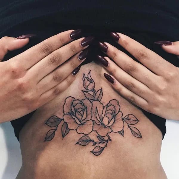 Rose Underboob Tattoo