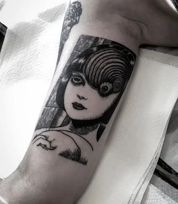 Geometric Junji Ito Tattoo