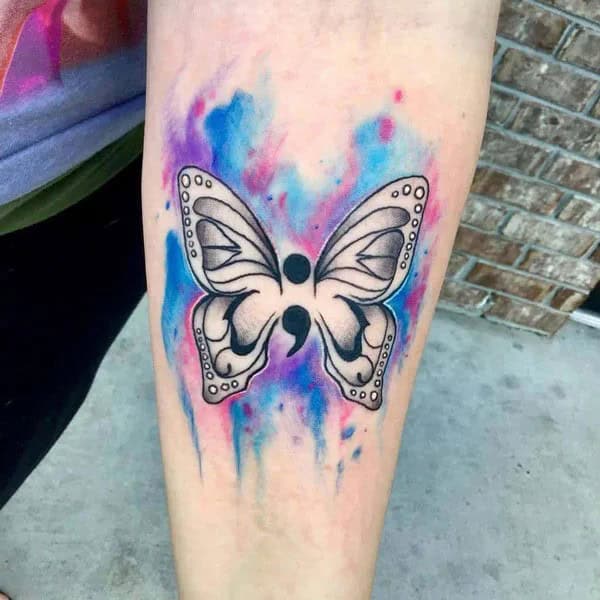 Butterfly Semicolon Tattoos