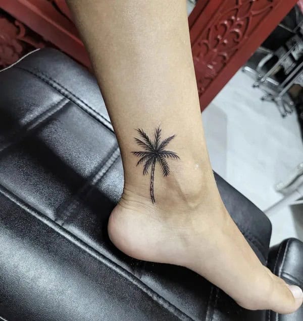 Palm Tree Tattoo on Ankle