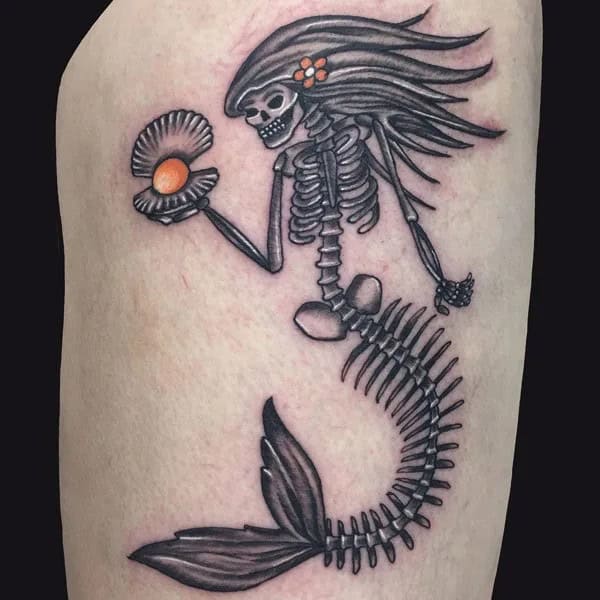 Mermaid Skeleton Tattoo