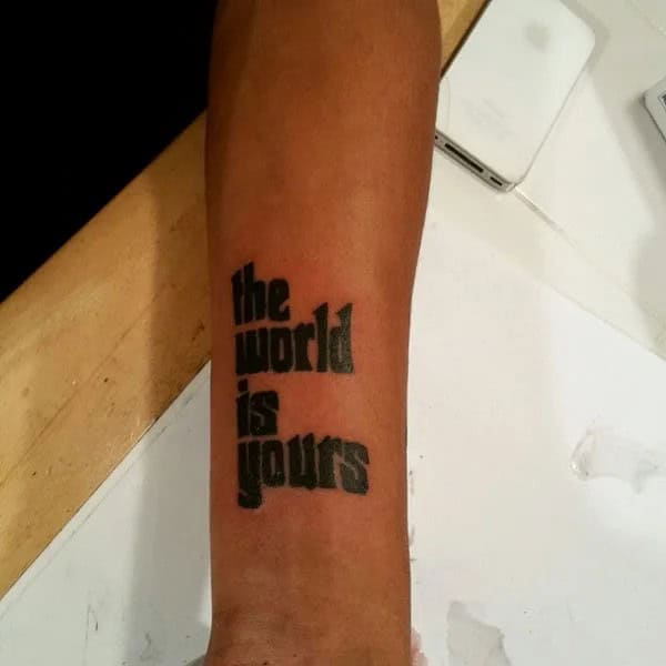 “The World Is Yours” Finger Tattoo