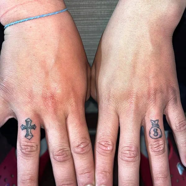 Money Bag Finger Tattoo