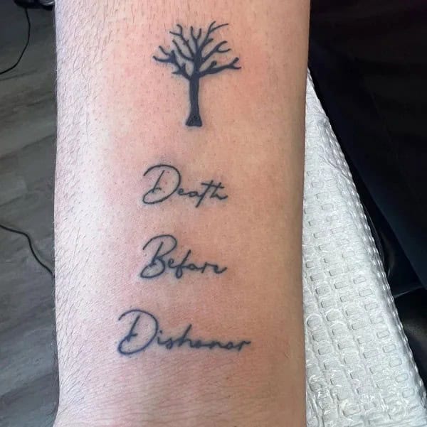 Death Before Dishonour Bicep Tattoo