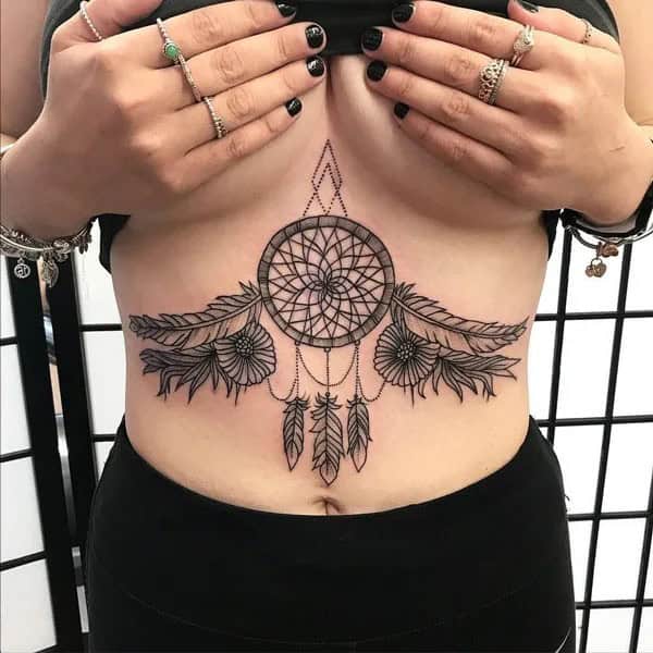 Dream Catcher Tattoo Under Breast