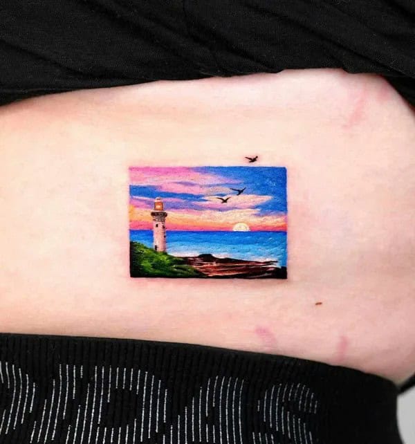 Lighthouse Ocean Tattoo