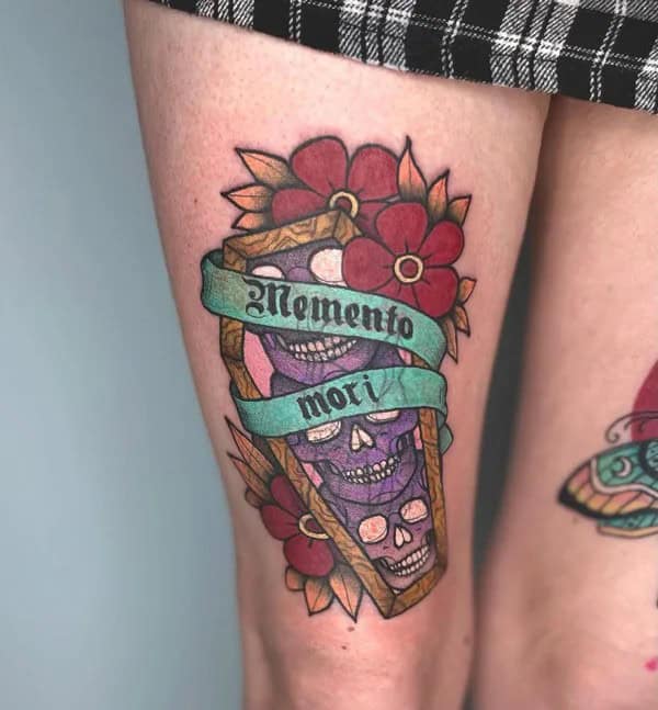 Memento Mori Thigh Tattoo