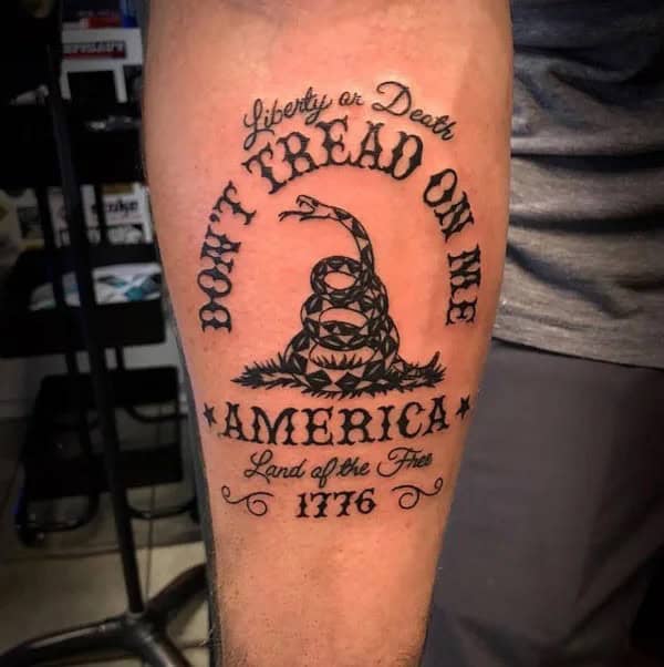 “Don’t Tread On Me” Back Tattoo