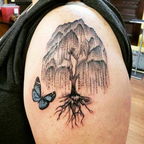 Feminine Willow Tree Tattoo