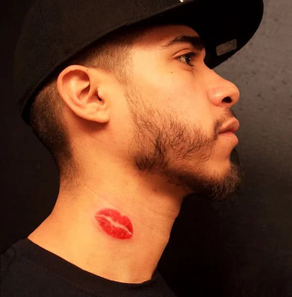 Feisty Neck Lip Tattoo