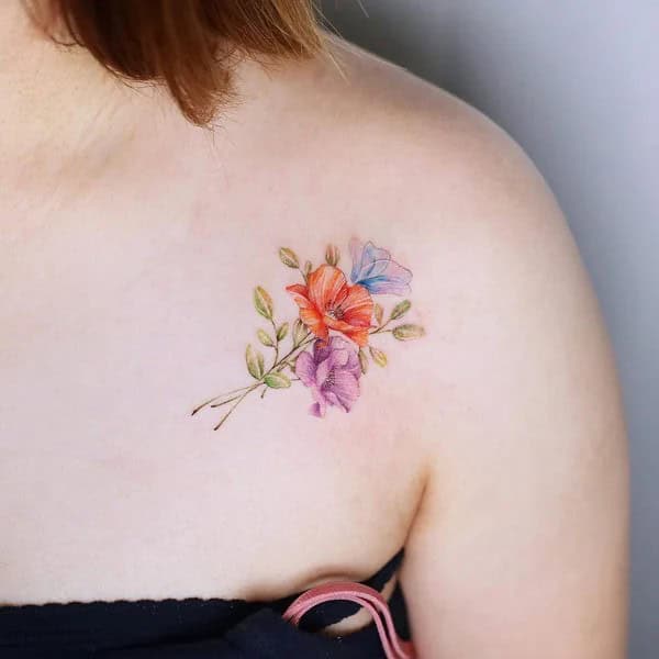 Poppy Flower Shoulder Tattoo