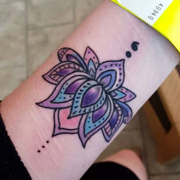 Lotus Flower Semicolon Tattoo